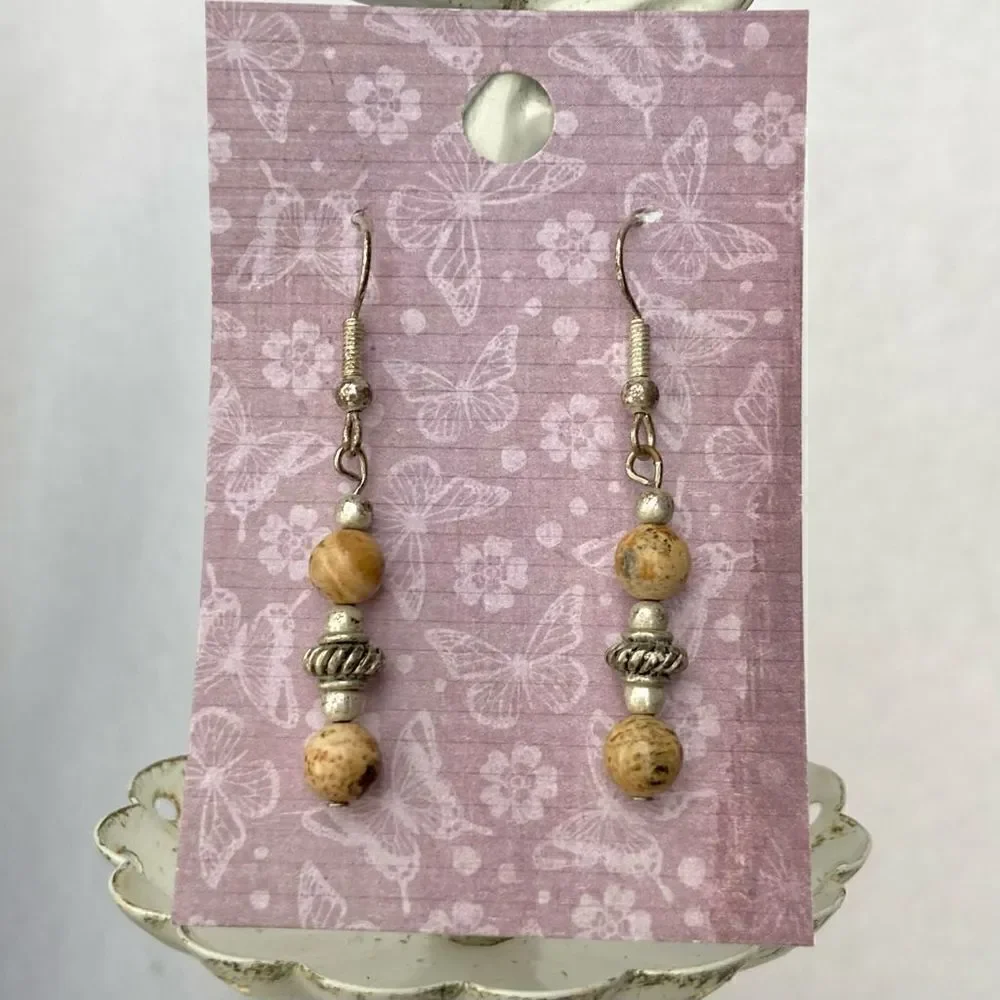3/$15 Jasper Stone and Silver Dangle Earrings